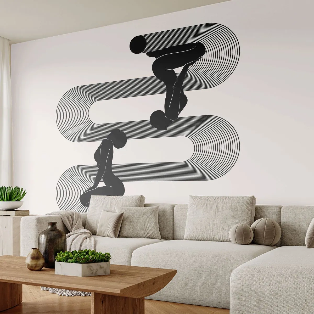 Papier Peint Autocollant Deluxe Sticker - Symétrie sensuelle - Femmes, Lignes, Méditation - 250x175 cm