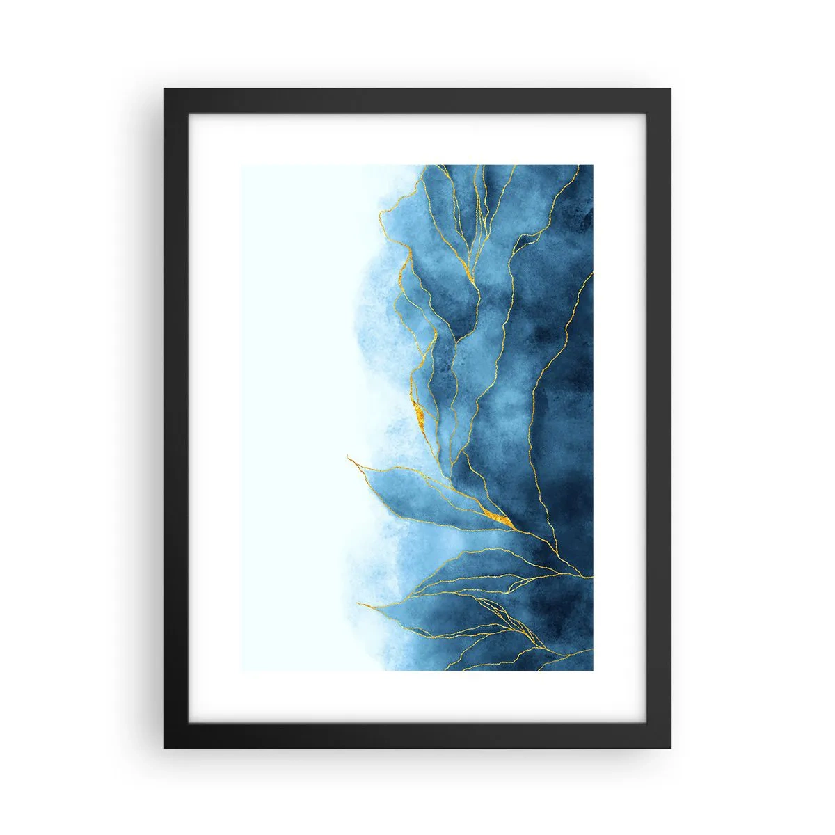 Affiche dans un cadre noir - Poster - Bleu doré - 30x40 cm