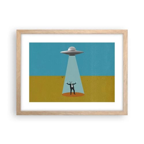 Affiche dans un chêne clair - Poster - Rencontre proche - 40x30 cm