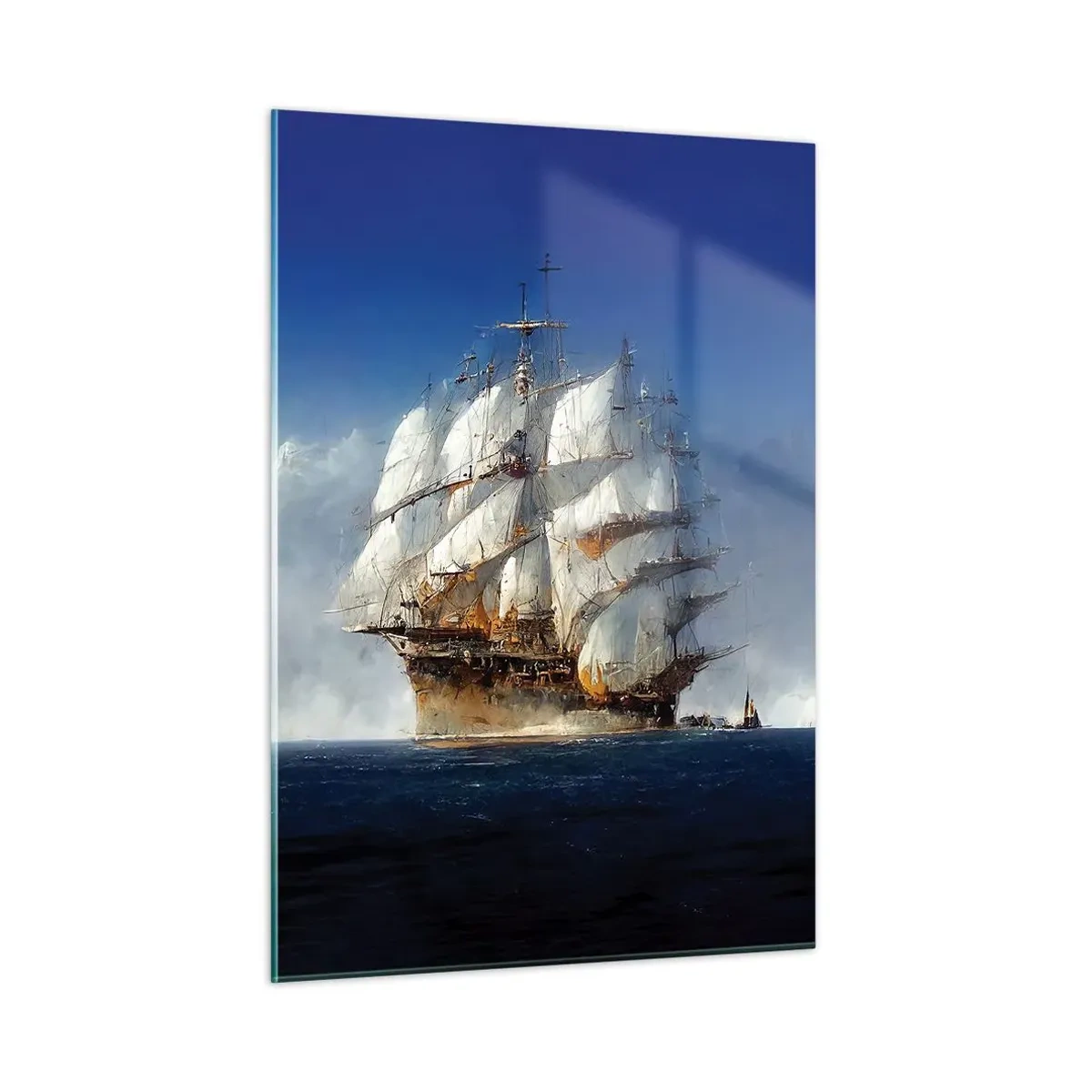 Impression sur verre - Image sur verre - Un voilier en haute mer au milieu du brouillard marin - 50x70cm - La grande gloire ! - Décoration murale moderne pour le salon et la chambre ARTTOR