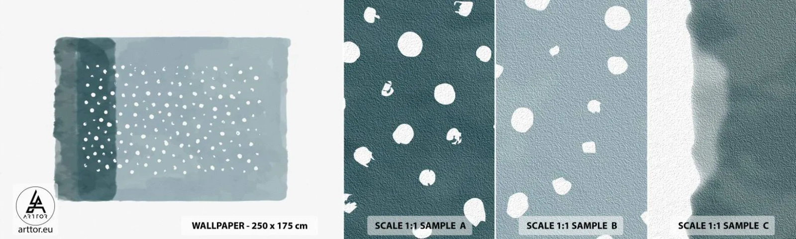 Échantillon De Papier Peint Standard Eco - Évolution de bleus - Abstraction, Morceau, Minimalisme - 100x30 cm