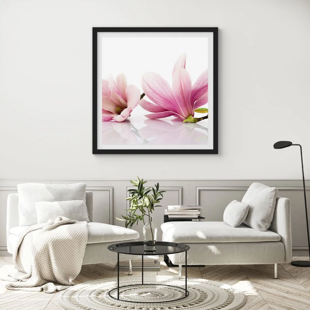 Affiche dans un cadre noir - Poster - Délicat comme une brise de printemps - 60x60 cm