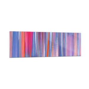 Impression sur verre - Image sur verre - Lignes verticales abstraites dans des tons de bleu et de rose - 160x50cm - Ascension - Décoration murale moderne pour le salon et la chambre ARTTOR