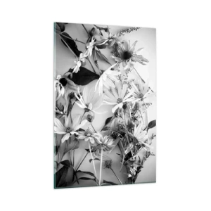 Impression sur verre - Image sur verre - Compositions florales en noir et blanc dans un style artistique subtil - 80x120cm - Non-un bouquet de fleurs - Décoration murale moderne pour le salon et la chambre ARTTOR