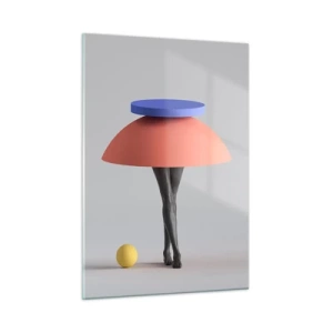 Impression sur verre - Image sur verre - Une figure surréaliste faite de formes géométriques et de jambes - 50x70cm - Composition surréaliste - Décoration murale moderne pour le salon et la chambre ARTTOR