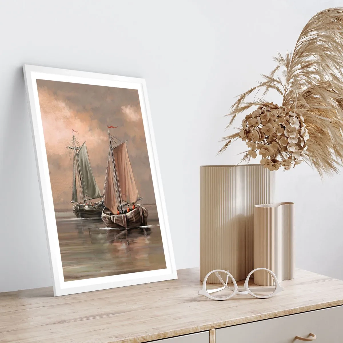 Affiche dans un cadre blanc - Poster - Le retour des marins - 40x50 cm