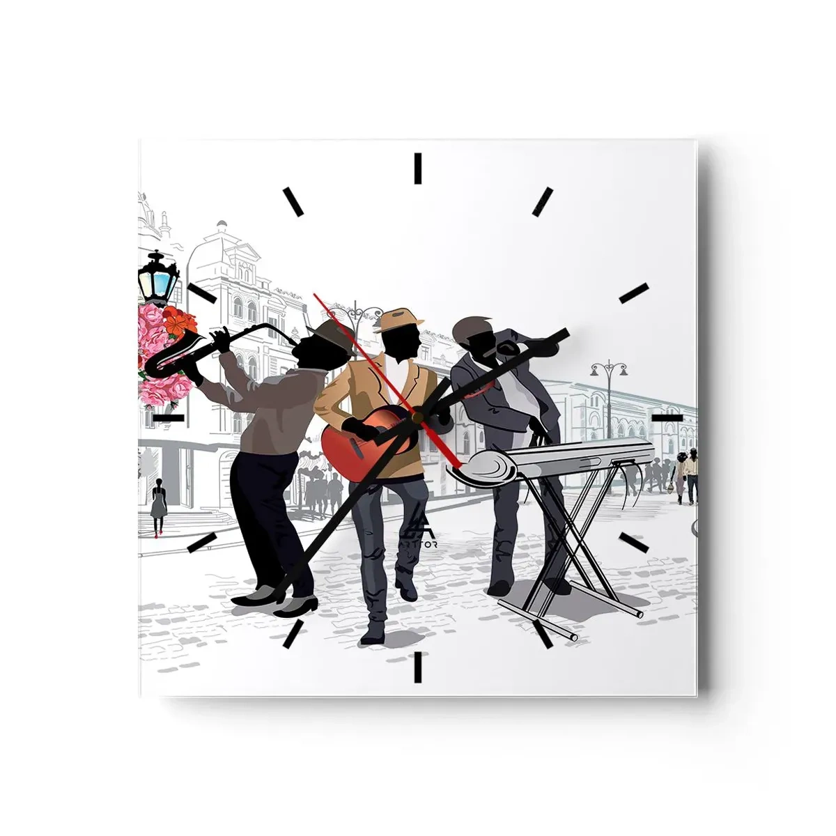 Horloge murale - Pendule murale - Musique de rue - 40x40 cm