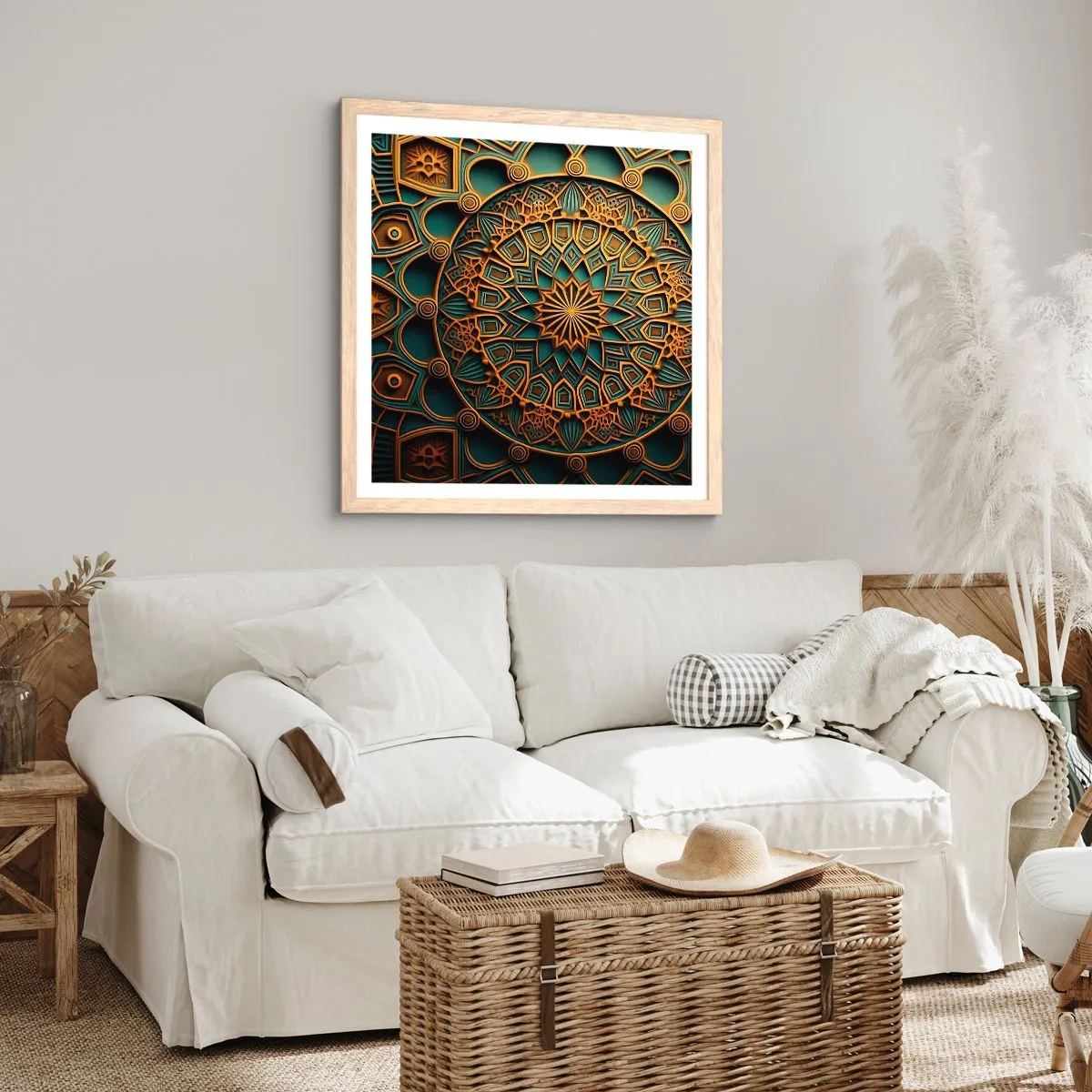 Affiche dans un chêne clair - Poster - Dans une ambiance arabe - 30x30 cm