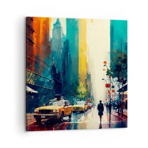 Impression sur toile - Image sur toile - New York – ici même la pluie est colorée - 50x50 cm