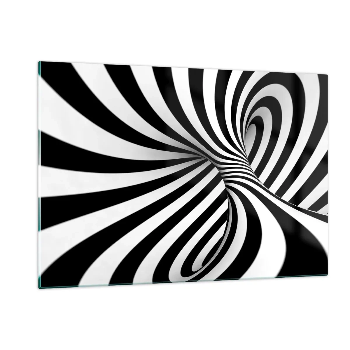 Impression sur verre - Image sur verre - Une spirale noire et blanche créant un effet spatial dynamique. - 120x80cm - Composition : espace de danse - Décoration murale moderne pour le salon et la chambre ARTTOR