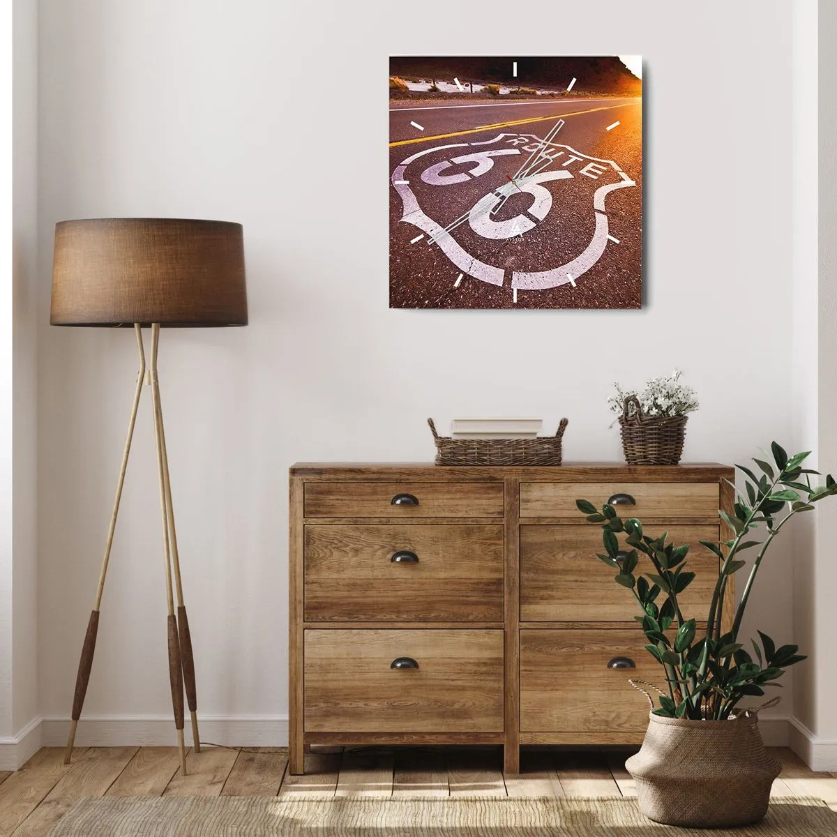 Horloge murale - Pendule murale - Célèbre Route 66 - 40x40 cm