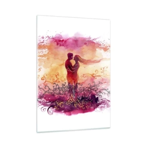 Impression sur verre - Image sur verre - Un couple romantique aux couleurs abstraites et chaudes - 50x70cm - Un coeur! Je n'ai pas besoin de beaucoup… - Décoration murale moderne pour le salon et la chambre ARTTOR