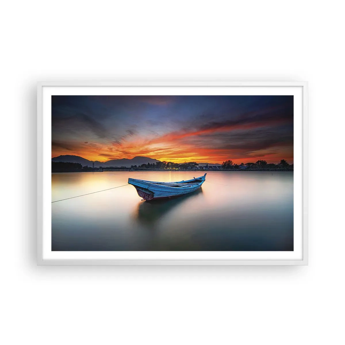 Affiche dans un cadre blanc - Poster - Une bonne nuit arrive - 91x61 cm