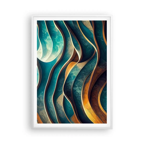 Affiche dans un cadre blanc - Poster - Méandres de bleu - 70x100 cm