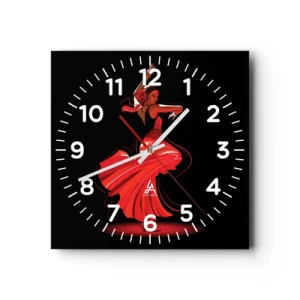 Horloge murale - Pendule murale - L'esprit fougueux du flamenco - 40x40 cm