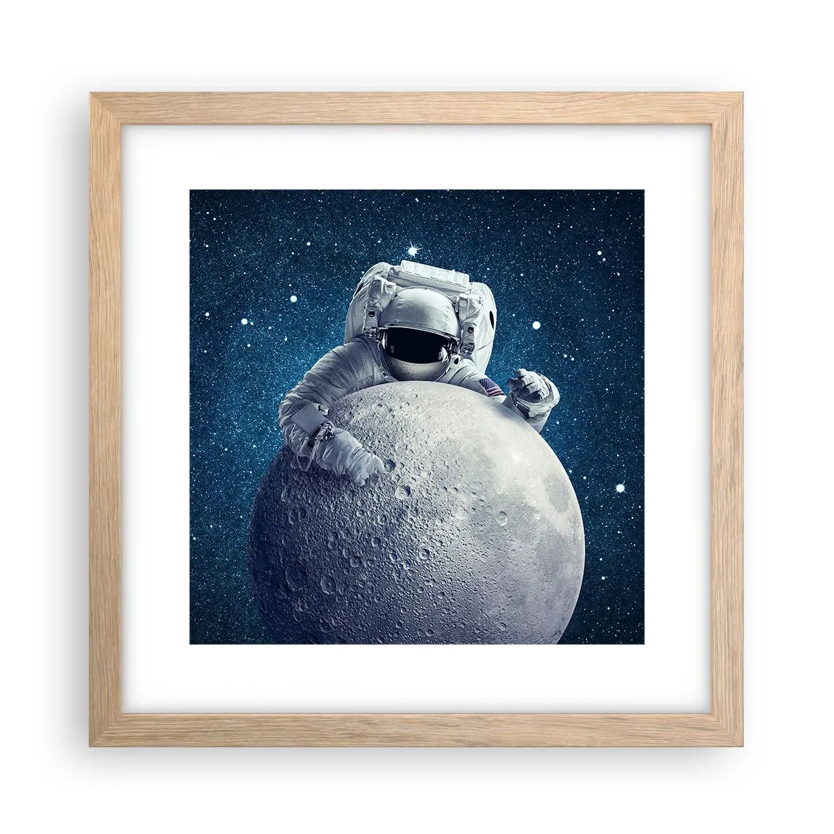 Affiche dans un chêne clair - Poster - Comique de l'espace - 30x30 cm