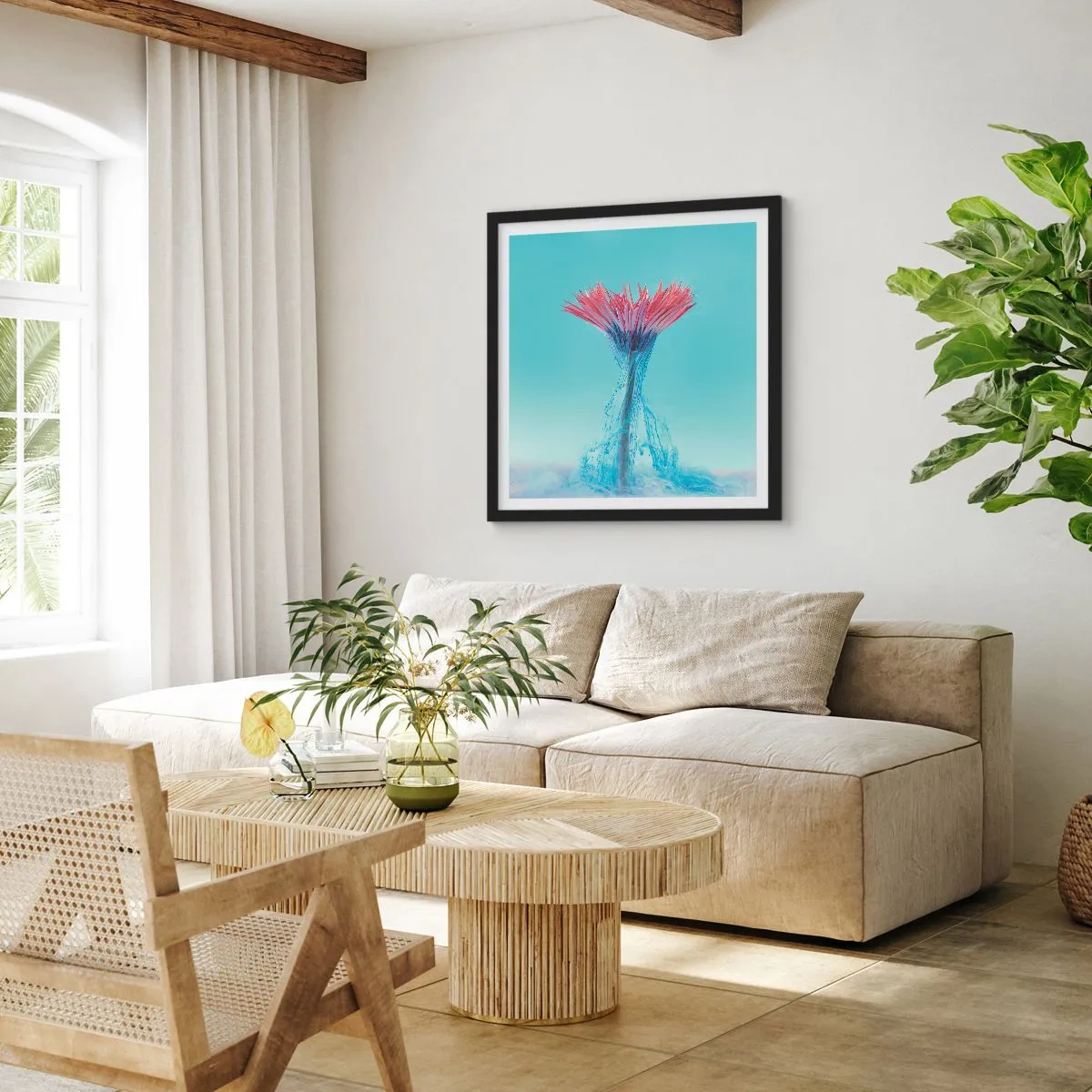 Affiche dans un cadre noir - Poster - Dans une étreinte vivifiante - 50x50 cm