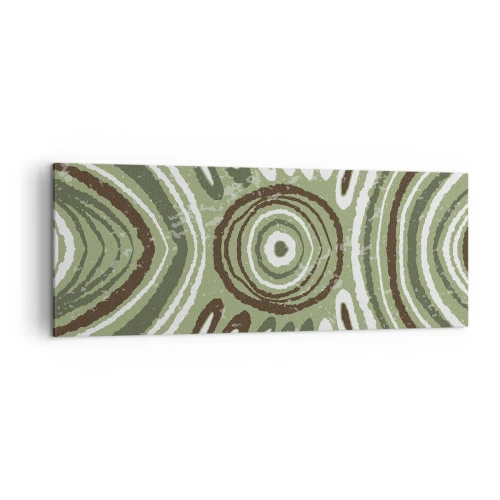 Impression sur toile - Image sur toile - Motifs abstraits dans les tons de vert et de marron - 140x50cm - Une explosion d'émotions - Décoration murale moderne pour le salon et la chambre ARTTOR