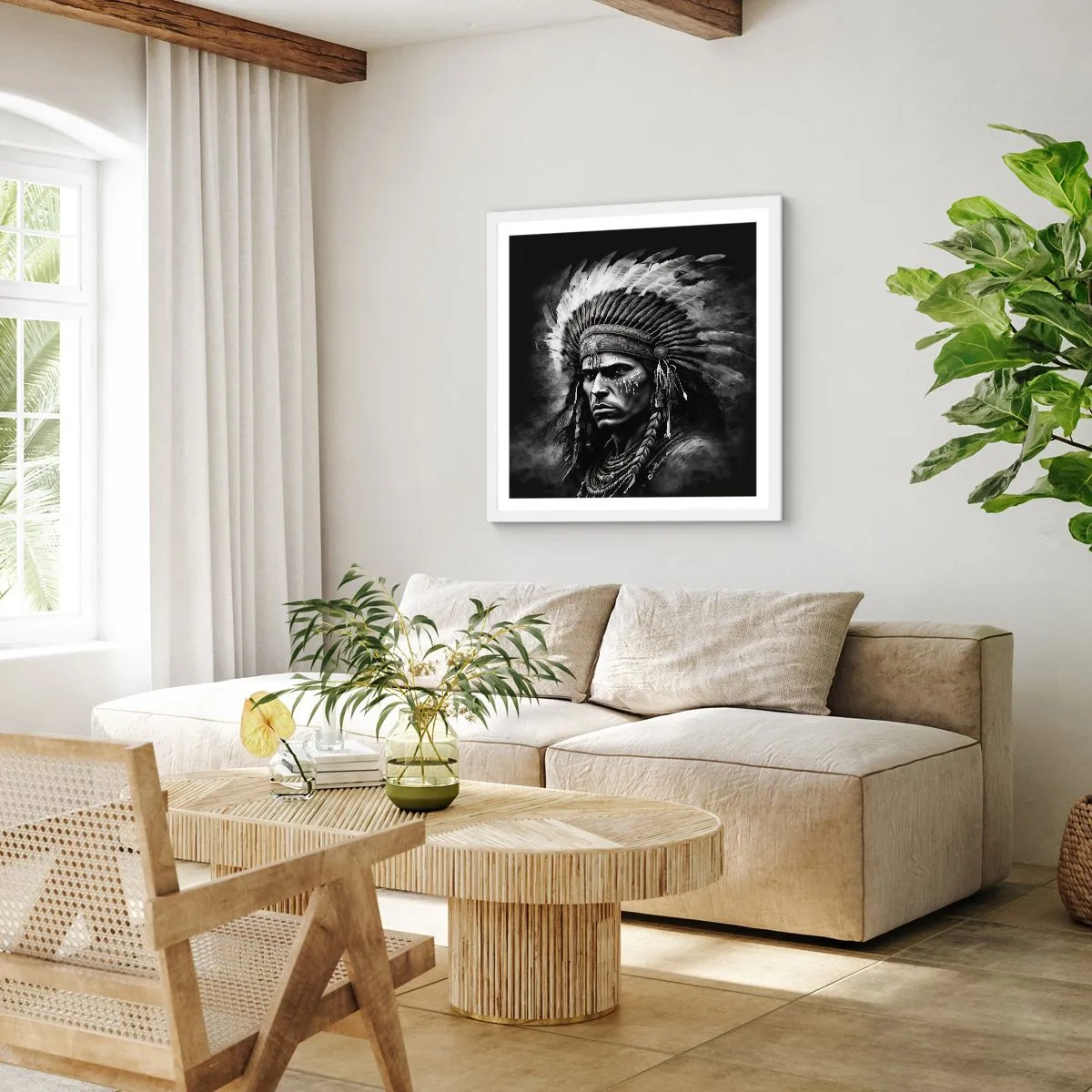 Affiche dans un cadre blanc - Poster - Un leader et un guerrier - 40x40 cm