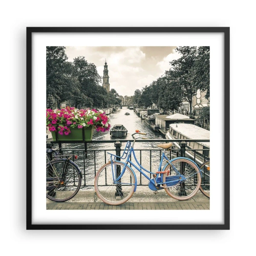 Affiche dans un cadre noir - Poster - Couleurs de rue d'Amsterdam - 50x50 cm