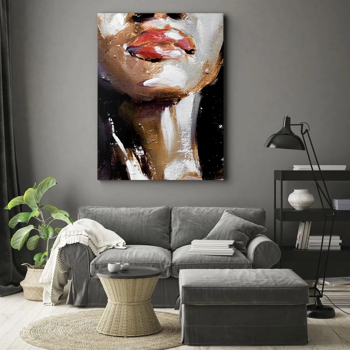 Impression sur toile - Image sur toile - Portrait d'une femme dans un style pictural expressif sur un fond sombre - 50x70cm - Fierté sans préjugés - Décoration murale moderne pour le salon et la chambre ARTTOR