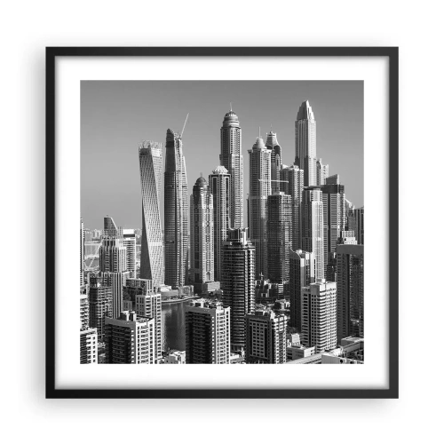 Affiche dans un cadre noir - Poster - Ville sur le désert - 50x50 cm