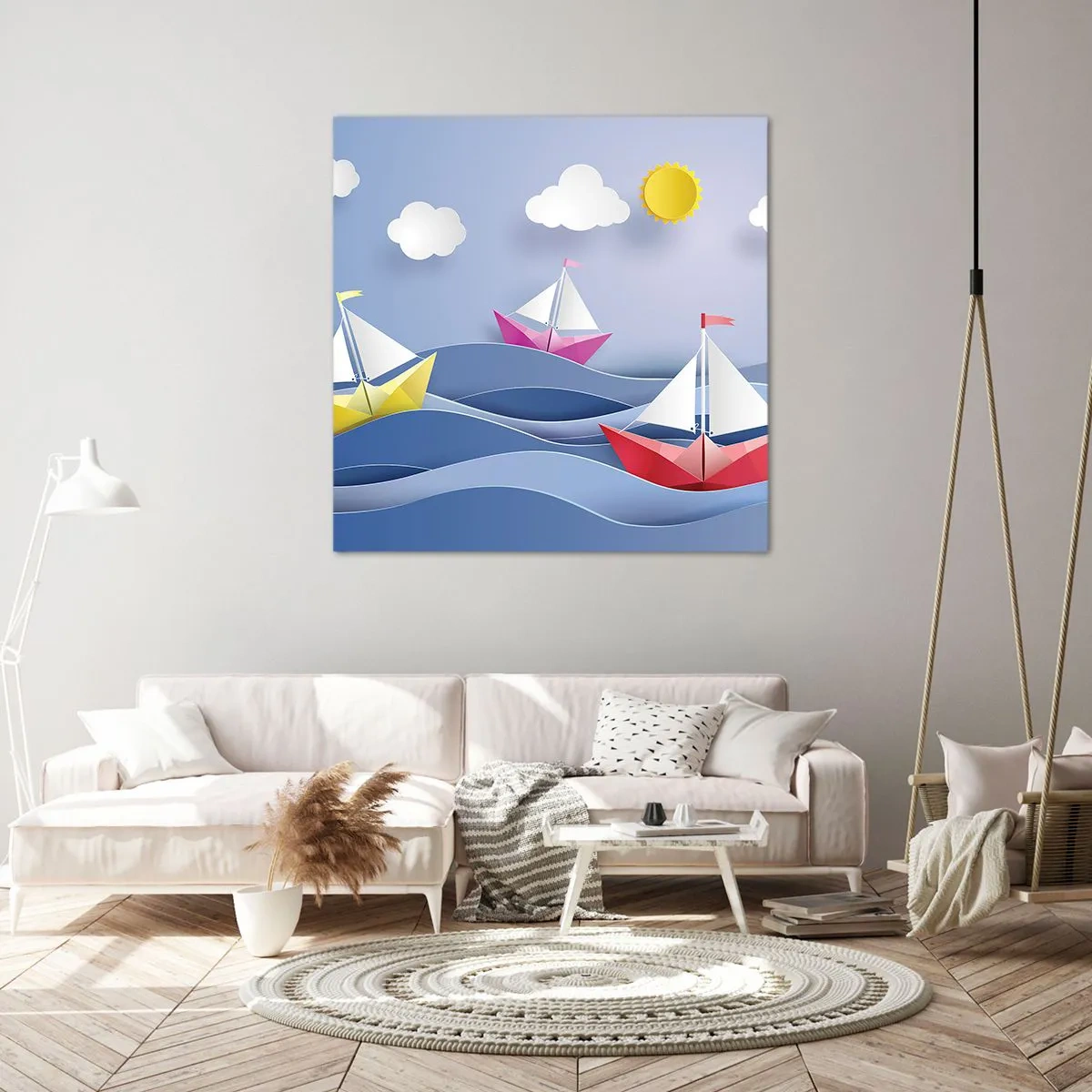 Impression sur toile - Image sur toile - Ah qu'il est agréable de se balancer dans les vagues - 60x60 cm