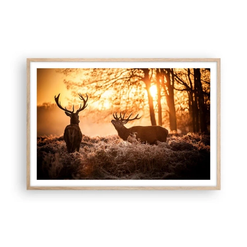 Affiche dans un chêne clair - Poster - Le rêve d'un chasseur - 91x61 cm