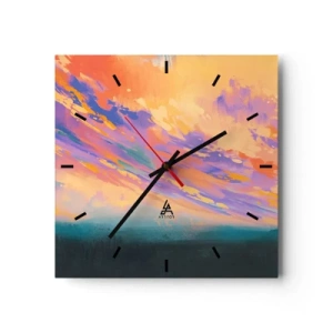 Horloge murale - Pendule murale - Une scène dynamique avec des personnages sur fond de ciel coucher de soleil coloré - 30x30cm - La force d'attraction - Décoration murale moderne pour le salon et la chambre ARTTOR
