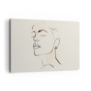 Impression sur toile - Image sur toile - Croquis minimaliste du visage d'une femme - 120x80cm - Regard fier - Décoration murale moderne pour le salon et la chambre ARTTOR
