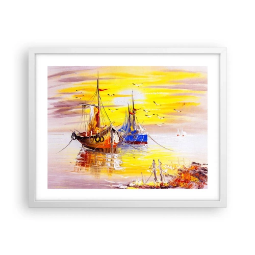 Affiche dans un cadre blanc - Poster - Un repos bien mérité au port - 50x40 cm