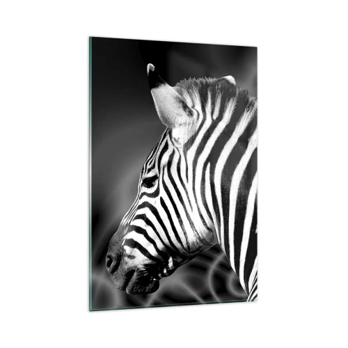 Impression sur verre - Image sur verre - Portrait noir et blanc d'un zèbre sur fond de motifs abstraits. - 80x120cm - Blanc c'est blanc et noir c'est noir - Décoration murale moderne pour le salon et la chambre ARTTOR