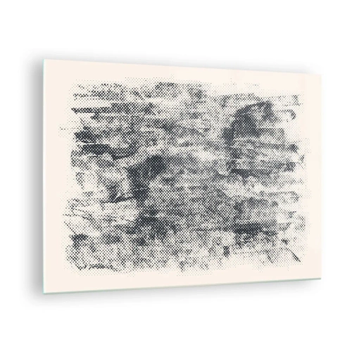 Impression sur verre - Image sur verre - Abstraction en noir et blanc avec un effet de flou - 70x50cm - Composition brumeuse - Décoration murale moderne pour le salon et la chambre ARTTOR