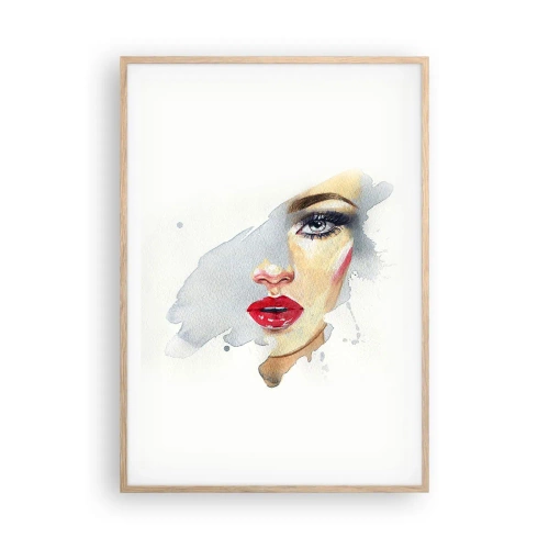 Affiche dans un chêne clair - Poster - Reflet dans une goutte d'eau - 70x100 cm