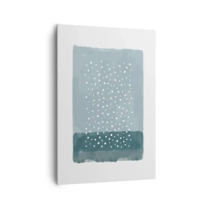 Impression sur toile - Image sur toile - Une peinture minimaliste dans des tons de bleu avec des pois - 70x100cm - Évolution de bleus - Décoration murale moderne pour le salon et la chambre ARTTOR