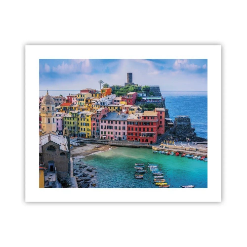 Affiche - Poster - Petite ville magique de méditerranée - 50x40 cm