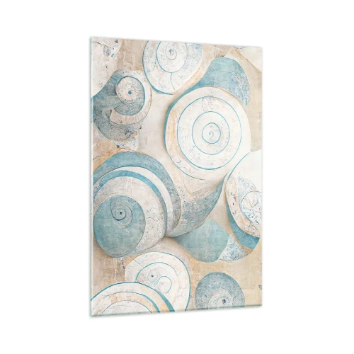 Impression sur verre - Image sur verre - Coquillages abstraits aux tons pastel - 80x120cm - Que cache la coque ? - Décoration murale moderne pour le salon et la chambre ARTTOR