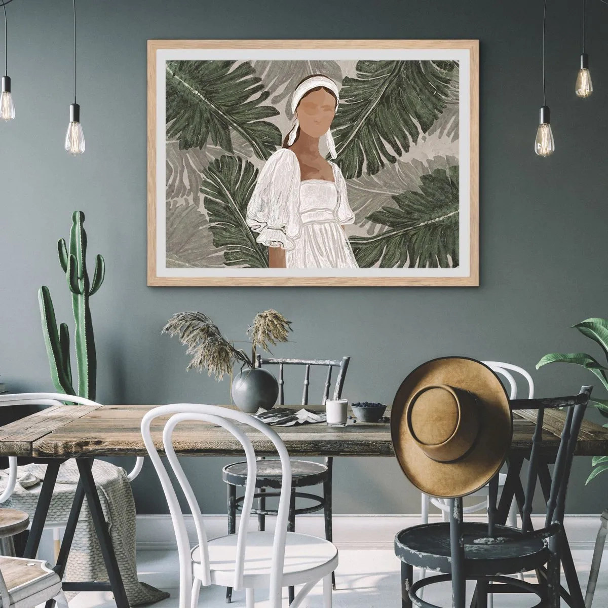 Affiche dans un chêne clair - Poster - Portrait exotique - 100x70 cm