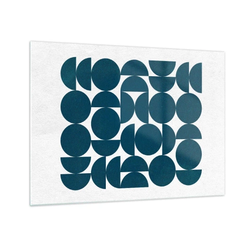 Impression sur verre - Image sur verre - Une composition moderne composée de cercles et de demi-cercles bleu marine - 70x50cm - Cercles et demi-cercles - Décoration murale moderne pour le salon et la chambre ARTTOR