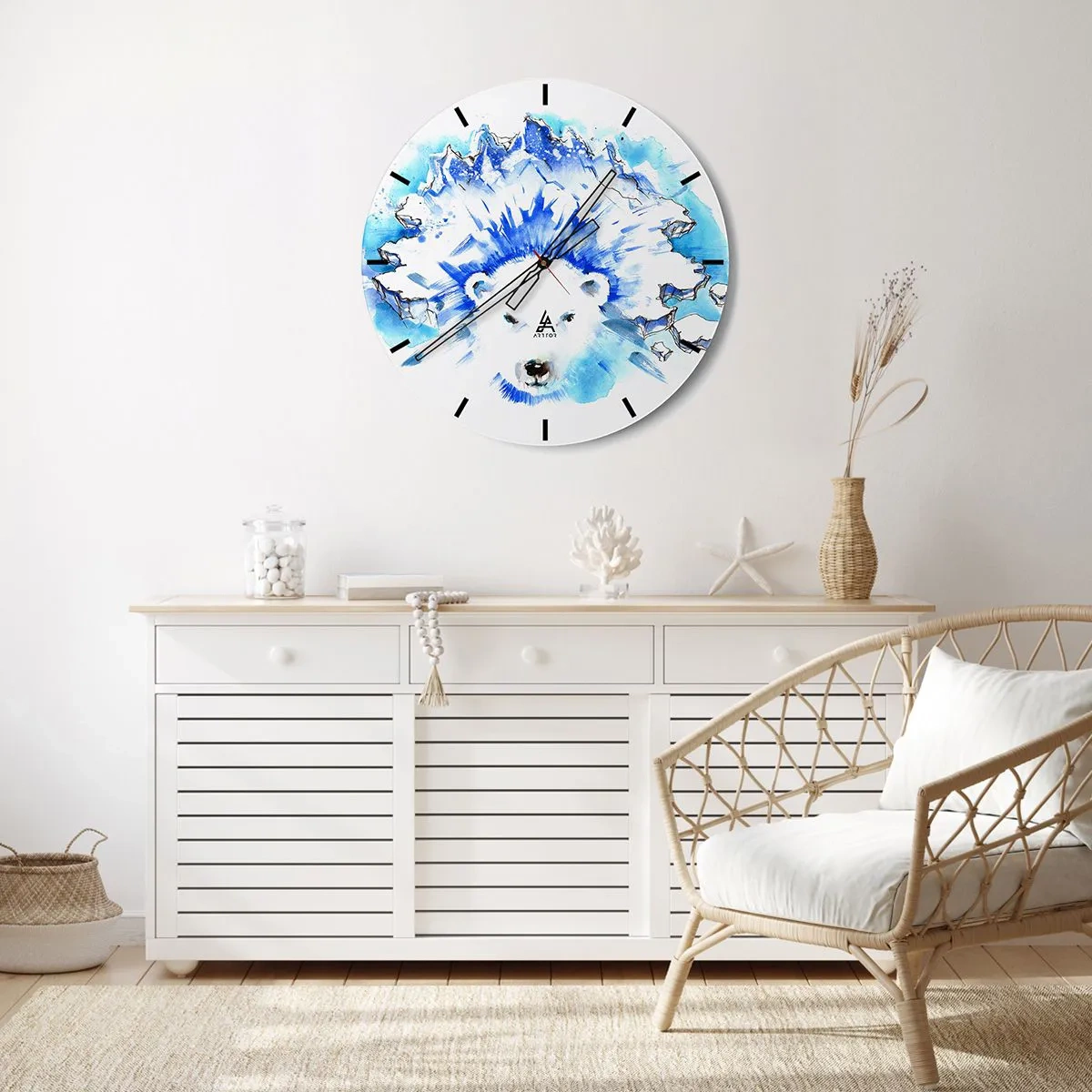 Horloge murale - Pendule murale - Le roi de l'Arctique dans une couronne de glace - 30x30 cm