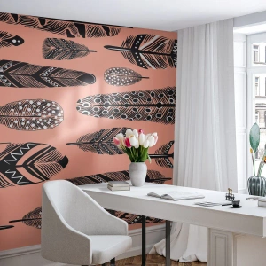 Papier Peint Autocollant Deluxe Sticker - Collection indienne - Abstraction, Plumes, Bohème - 100x70 cm