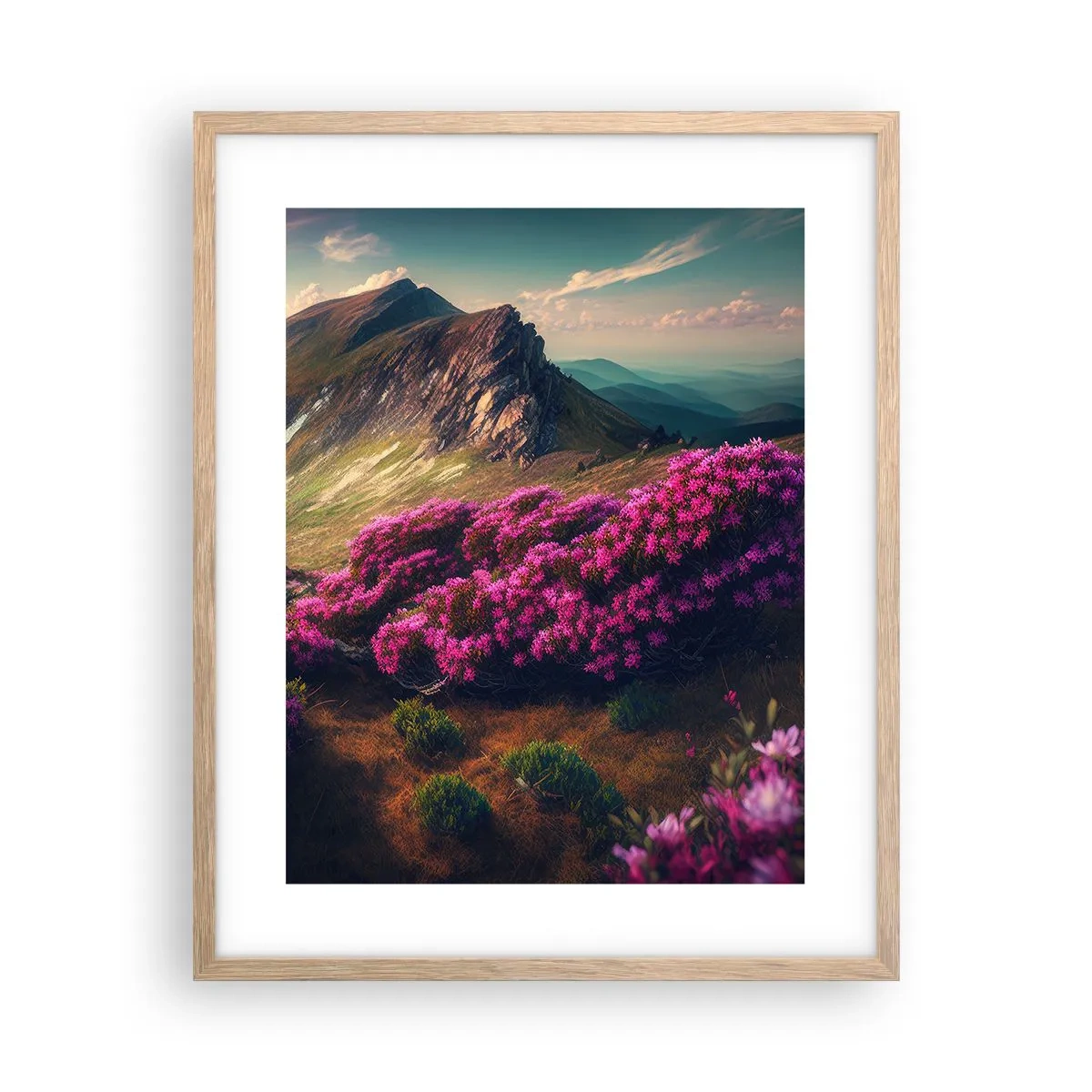 Affiche dans un chêne clair - Poster - L'été à la montagne - 40x50 cm