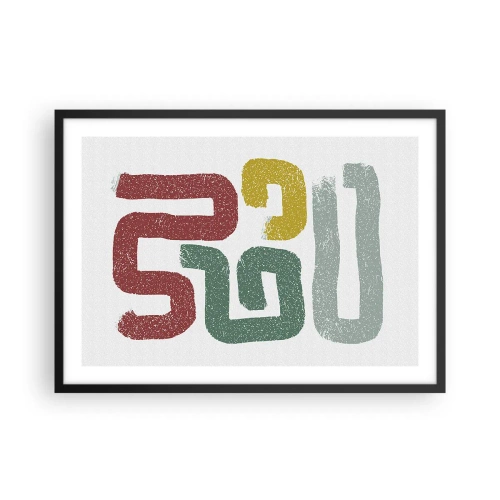 Affiche dans un cadre noir - Poster - Motifs géométriques colorés dans un style abstrait - 70x50cm - Dans une langue inconnue - Décoration murale moderne pour le salon et la chambre ARTTOR