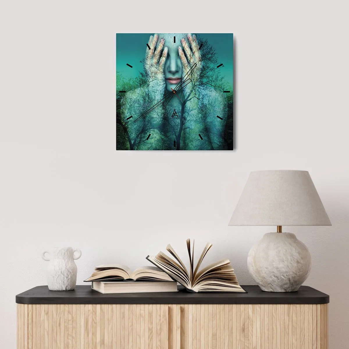 Horloge murale - Pendule murale - immergé dans l'azur - 40x40 cm