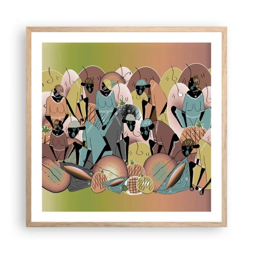 Affiche dans un chêne clair - Poster - De grandes fêtes arrivent - 60x60 cm