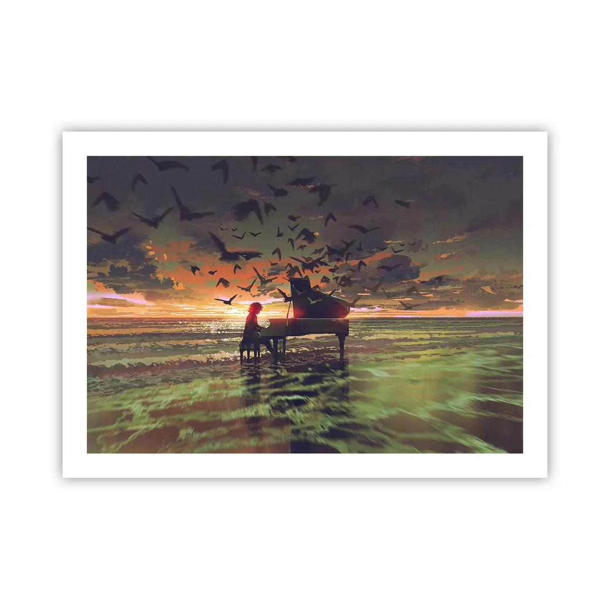 Affiche - Poster - Concert pour piano et vagues - 70x50 cm