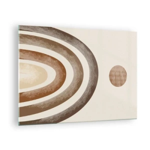 Impression sur verre - Image sur verre - Rayures et cercles abstraits dans des tons de marron - 70x50cm - Dans une galaxie lointaine - Décoration murale moderne pour le salon et la chambre ARTTOR