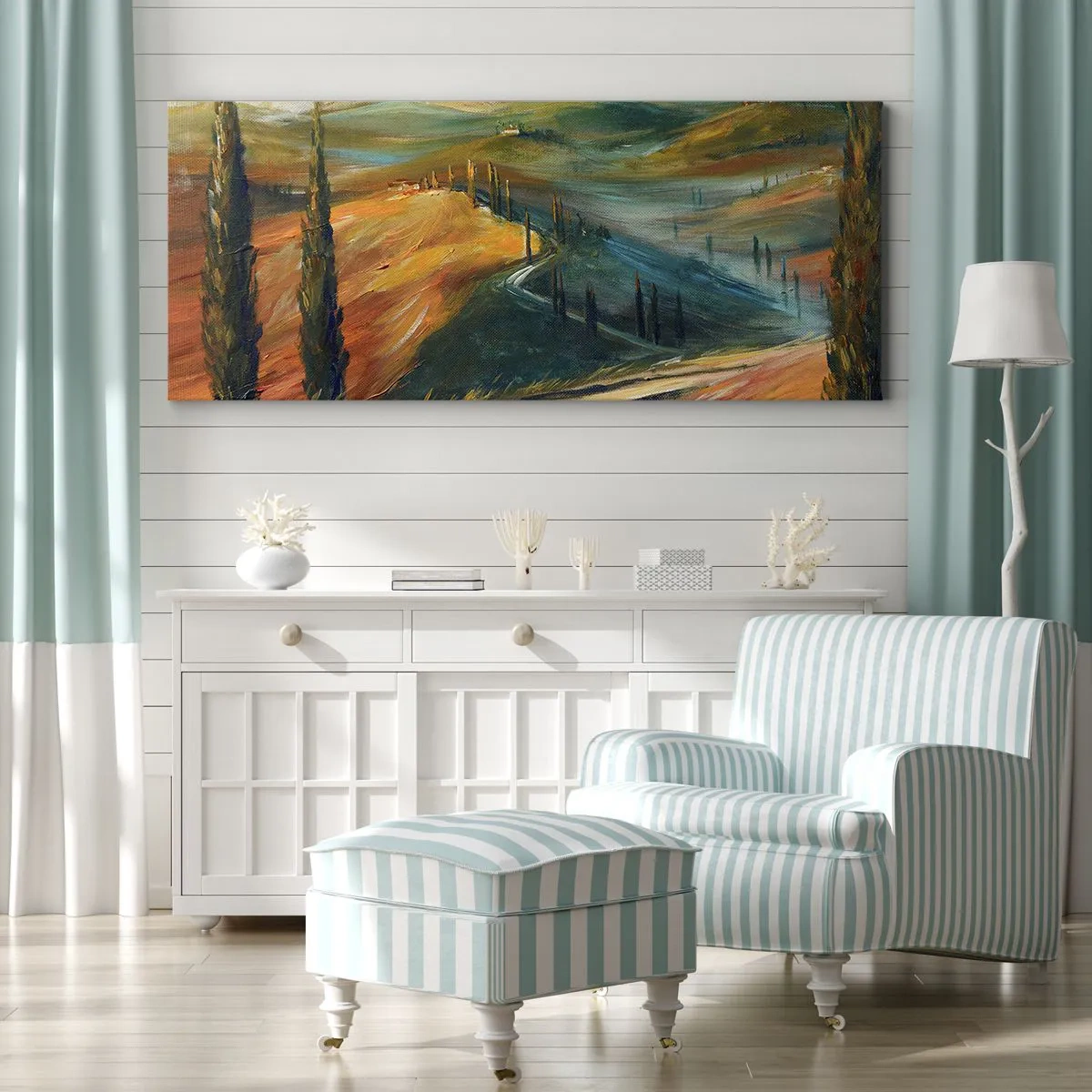 Impression sur toile - Image sur toile - paysage toscan - 90x30 cm