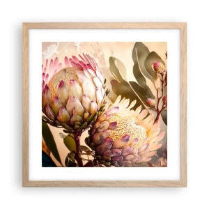 Affiche dans un chêne clair - Poster - Tendrement embrassé - 40x40 cm