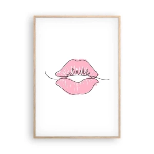 Affiche dans un chêne clair - Poster - Prêt à l'embrassade? - 70x100 cm